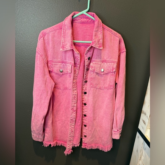 Pink Denim Button-Up Shirt - Picture 2 of 5